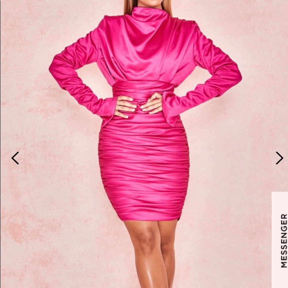 COPY - House of CB GIORGIANA Hot Pink satin mini dress